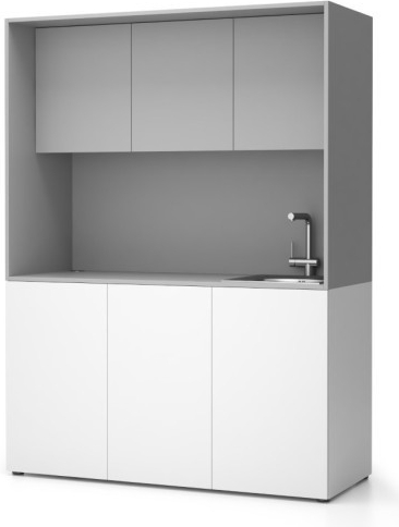 Kuchynka PLAN NIKA s drezom a batériou 1481 x 600 x 2000 mm sivá pravé