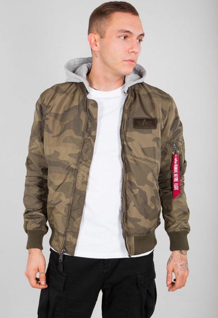 Alpha Industries MA-1 TT HOOD bunda pánska olive camo zelený maskáč