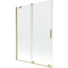 Mexen Velar, 2-krídlová posuvná vaňová zástena 130 x 150 cm, 8mm číre sklo, zlatý matný profil, 896-130-000-01-55