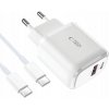 TECH-PROTECT C20W 2-PORTOVÁ SIEŤOVÁ NABÍJAČKA PD20W/QC3.0 + KÁBEL TYPU C BIELA