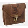 Kožená taška HUNTER na opasok - motív jeleň hlava II