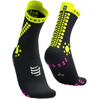 Compressport ponožky Pro Racing Socks v4.0 Trail Black/Safe Yellow/Neo Pink