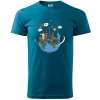 Cesta okolo sveta - Klasické pánske tričko - 2XL ( Petrolejová )