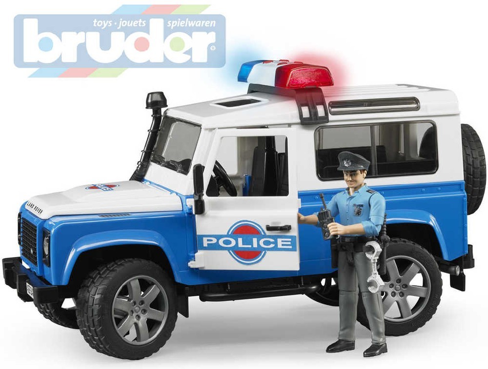 Bruder 2595 Land Rover Defender policejní auto s policistou
