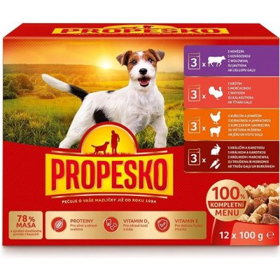 Propesko vrecko pes kura/jahňa morka králik/mrkva hovädzie 12 x 100 g