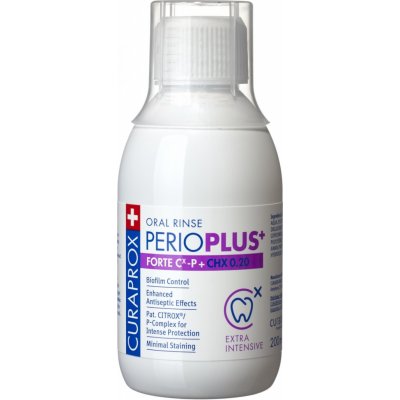 Curaprox Perio Plus+ FORTE CHX 0,20% ústna voda s chlórhexidínu a citroxom 200 ml