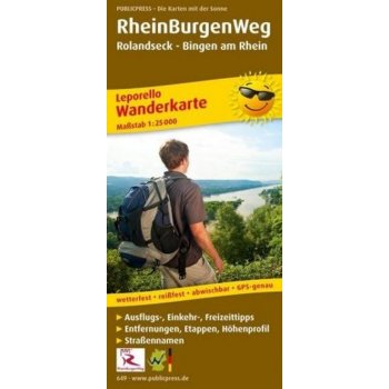 PublicPress Wanderkarte RheinBurgenWeg, 26 Teilkarten