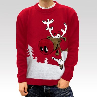 Pánsky vianočný sveter so sobom Drunk Reindeer červený - Heureka.sk