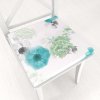 Biante Teflónový štvorcový podsedák TF-044 Tyrkysové ruže na bielom - 38x38x3 cm