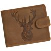brúsená kožená peňaženka s motívom jeleňa