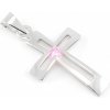MYRO Zlatý prívesok - Krížik s ružovým zirkónom