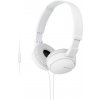 SONY headset náhlavní MDRZX110AP/ sluchátka drátová + mikrofon/ 3,5mm jack/ citlivost 98 dB/mW/ bílá