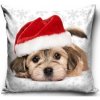 CARBOTEX - Dekoračná vianočná obliečka na vankúš - roztomilé šteňa / 40 x 40 cm