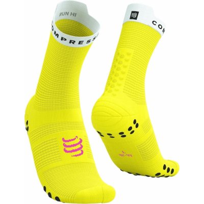 Compressport Pro Racing Socks V4.0 Run High Safety Yellow/White/Black/Neon Pink
