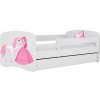 Posteľ BabyDreams 140x70 biela princezná koník so zásuvkou, bez matraca