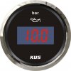 KUS Ukazovateľ tlaku oleja digitálny 0-10 bar,čierny číselník, nerezový rám 52 mm K-Y15012 CEPR-BS-0-10