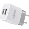 KOMA USB1 - Univerzálna sieťová nabíjačka, 2x USB, 2,1 A, 10 W, biela