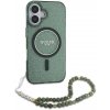 Guess IML trblietavý kryt s perlovou šnúrkou a MagSafe na iPhone 16 Plus (GUHMP16MHGCRELSA) - zelený