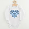 Detské body s potlačou New Baby Ľudový vzor modré srdiečko - 80 (9-12m)