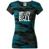 Volleyball nápis - Dámske maskáčové tričko - L ( Petrolejová maskáč )