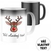 Magický keramický hrnček s potlačou Vianočný sobík - hnedý s vlastným textom