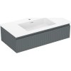 Mexen Rivel kúpeľňová skrinka 90 cm s umývadlom Otis, 1 zásuvka, ryhovaná, grafit mat/biela mat