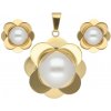 Doria Set šperkov z ocele zlaté kvety s perličkou K175