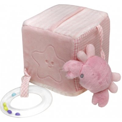 Baby Bruin 3D plyšová kocka v tvare morských zvieratiek 10x10x10 cm ružová