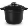 Le Creuset - Liatinový hrniec okrúhly s pokrievkou s vnútorným kameninovým vekom 18 cm/2 l - na varenie ryže čierny