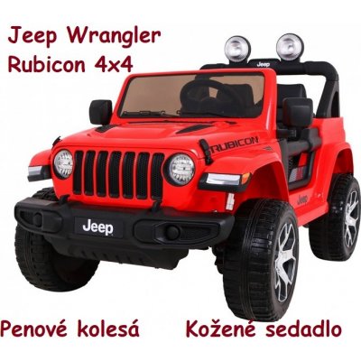 JOKO Elektrické autíčko JEEP Wrangler Rubicon 4x4, penové kolesá, kožené sedadlo, FM rádio, červené