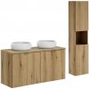 Comad Kúpeľňová zostava Nova Oak s doskou, umývadlami a skrinkami 120 cm dub evoke
