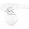 Baby Nellys Body dlhý rukáv Baby Nellys, Made with love, biele Velikost koj. oblečení: 74 (6-9m)
