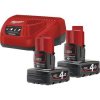 MILWAUKEE Aku-Startsada 2 x 12V / 4,0 Ah baterie a nabiječka C12C