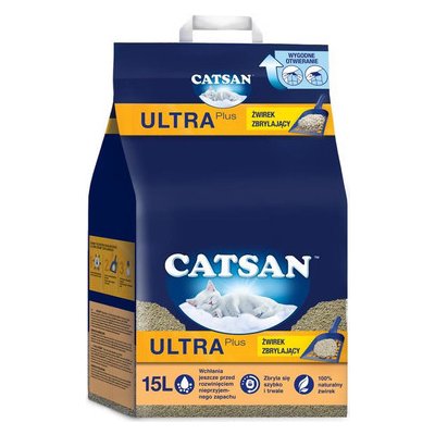 CATSAN Ultra Plus hrudkovité stelivo pre mačky 15 l