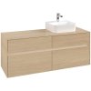 VILLEROY & BOCH Collaro závesná skrinka pod umývadlo na dosku (umývadlo vpravo), 4 zásuvky, s LED osvetlením, 1400 x 500 x 548 mm, Nordic Oak, C102B0VJ