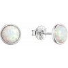 Strieborné náušnice kôstky so syntetickým opálom biele 11464.1 white