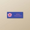 Nažehľovacie menovky na oblečenie (Kopírovat) - 3ks, Obdĺžnik 4,4 × 1,7 cm, Ružový kvet, Modrá