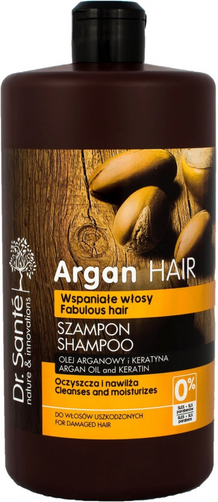 Dr. Santé Argan hydratačný šampón pre poškodené vlasy Argan Oil and Keratin Cleanses and Moisturizes 1000 ml