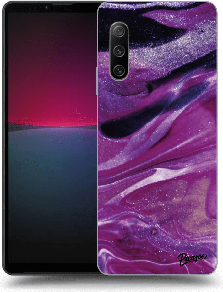 Púzdro Picasee silikónové Sony Xperia 10 IV 5G - Purple glitter čiré