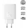 Rýchlonabíjačka 65W USB-C Duálna – Sieťová Nabíjačka pre Mobil, Tablet, Notebook (Biela)