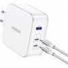 Ugreen GaN Nexode CD289 USB-A/2xUSB-C 140W sieťová nabíjačka + USB-C - USB-C 1,5 m kábel - biely Ugreen