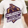 Tričko s potlačou Bicyklovanie lepšie než terapia Dámsky Biela M