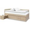Rohová posteľ s úložným priestorom a roštom MAXIMA 90x200, dub sonoma