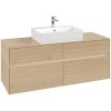 VILLEROY & BOCH Collaro závesná skrinka pod umývadlo na dosku (umývadlo v strede), 4 zásuvky, s LED osvetlením, 1400 x 500 x 548 mm, Nordic Oak, C131B0VJ