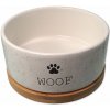 Miska Dog Fantasy keramická biela WOOF s podtáckou 16x6,5cm, 850ml