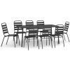 Súprava záhradného nábytku kovová VidaXL čierna 9 ks