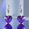 MSPERK Strieborné dámske náušnice Srdcia Crystal Heliotrope Ag 925/1000