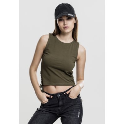 Ladies Lace Up cropped olive