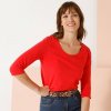 Jednofarebné tričko s 3/4 rukávmi a okrúhlym výstrihom červená 036 Blancheporte