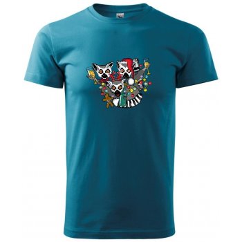 Vianočné lemuríky Pecka design Klasické pánske tričko tmavý tyrkys